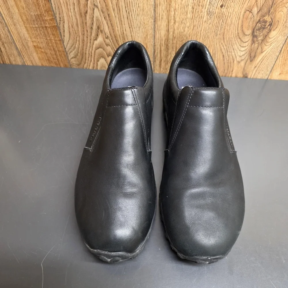 Merrell Shoes Mens Size 13 Black Leather Slip On Casual Comfort Slip Resistant